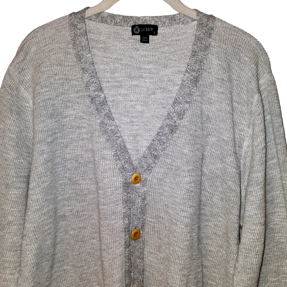 J.Crew V-neck Button Down Ribbed Cardigan | Patchwork Pockets Size Large